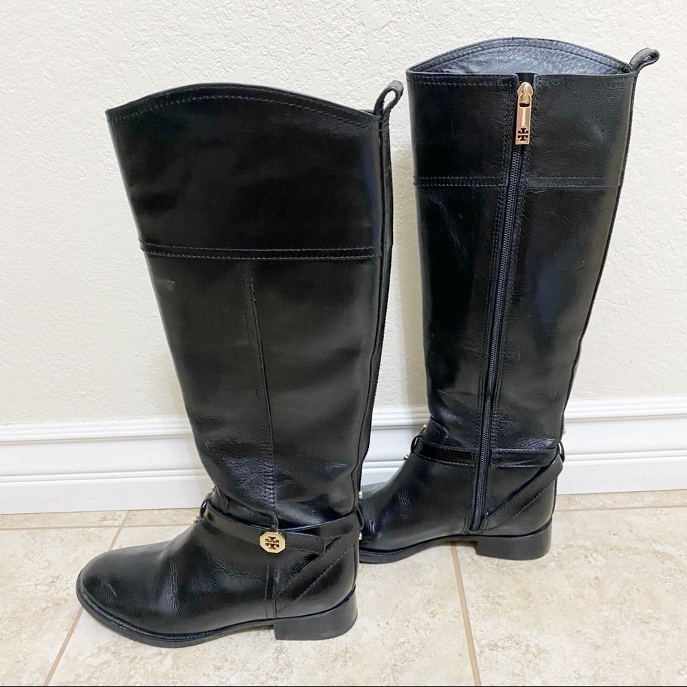 Tory Burch Brita black leather riding boots size 5.5 - Picture 8 of 12